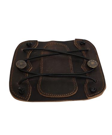 SAS Leather Traditional Arm Guard with Stretch Cord and Button Hook Armguard for Archery Bow Range Longbow Recurve Bow Large-7"x6.5"