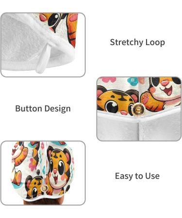 Buy Cute Cartoon Tigers Hair Towels 2 Pack | Super Absorbent Quick Dry Hair Turbans for Women & Girls - Buy Online on GoSupps.com