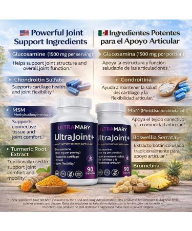 Glucosamine Chondroitin MSM Joint Support Supplement 1500 mg per Serving W/Turmeric(Curcuma)Boswellia Bromelain Supports Joint Comfort Mobility & Flexibility Articulaciones 90 Caps(2 Pack)Bexpertsusa - Buy Online on GoSupps.com
