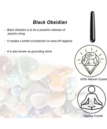 Natural Black Obsidian Massage Stick - 4.3 Handmade Gua Sha & Acupuncture Therapy Tool for Women - Crystall Massage Device - Buy Online on GoSupps.com