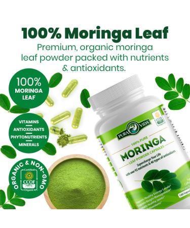 PURA VIDA MORINGA 100% Natural Ingredients Moringa Oil Body Butter for Dry Skin with Vitamin A C and E Capsules Organic. Energy 120ct. 500mg Caps - Buy Online on GoSupps.com