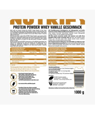 Nutrify Whey Protein Powder Vanilla - 23g Protein per Serving Sugar-Free Ideal for Muscle Building & Diet 1kg (33 Portions) - Buy Online on GoSupps.com