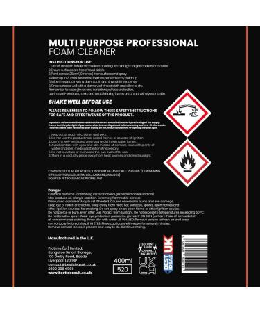 ProFoam Kitchen Hob & Oven Cleaner 400ml - Professional Multipurpose Foam for Grill, Induction Stove, Glass, and Ceramic - Made in UK - Buy Online on GoSupps.com