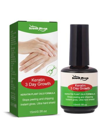 Keratin 3 Day Growth Nail Treatment & Strengthener - Nail Strengthener for Damaged Nails Thin Nails - Nail Growth Treatment for Nail Strengthener - Fast Keratin Nail Hardener