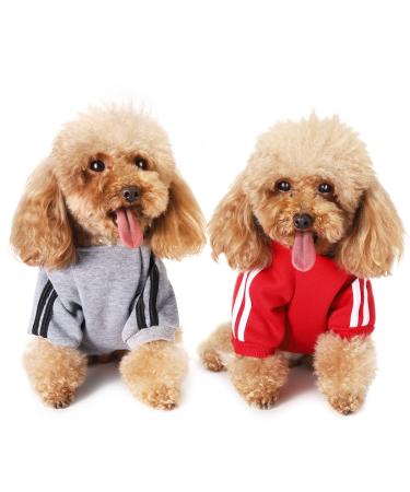 Dog Clothes Small Dog Chihuahua Clothes Dogs Warm Hoodies Coat Clothes Sweater Pet Puppy Dog Hoodie L gray and red - Buy Online on GoSupps.com