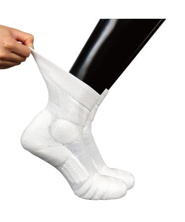 M Magic Sport Diabetic Above Ankle Socks for Men Women Non-Binding Circulatory Cushion Seamless Cushioned Bunion Pad (X-Large White) X-Large White
