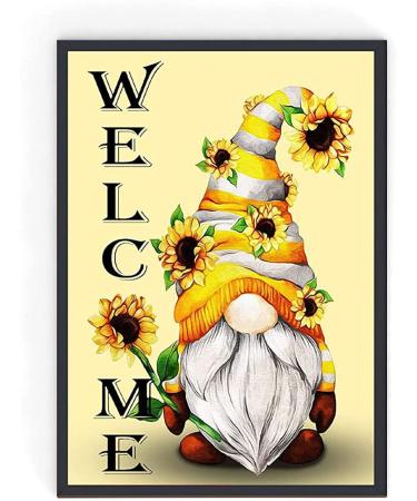 Gnome Stamped Cross Stitch Kits - Needlepoint Counted Cross Stitch Kits for Beginners Adults Sunflower Patterns Dimensions Embroidery Kits Arts and Crafts (11CT)