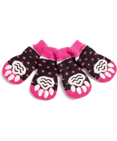 Harfkoko Pet Heroic Anti-Slip Knit Socks for Dogs & Cats | Rubber Reinforced Paw Protectors | Indoor Wear for Small, Medium & Large Pets | Dot Pink - Buy Online on GoSupps.com