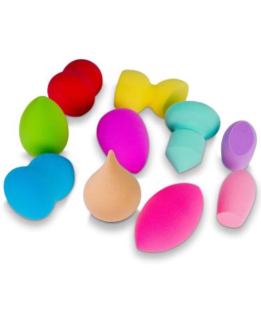 SHANY Blender Makeup Sponge Set - 10 Pcs Latex-Free Vegan Blending Puffs for Liquid Cream & Powder Foundations - Multi Shapes & Assorted Colors - Perfect Gift - Buy Online on GoSupps.com