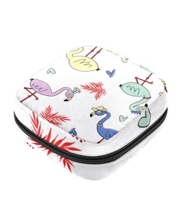 Flamingo Sanitary Napkin Storage Bag Menstrual Pad Bag Portable Nylon Oxford Cloth Menstrual Cup Pouch with Zipper for Teen Girls Women Ladies Multicoloured 10