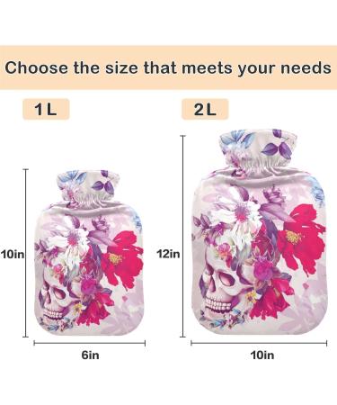 Naanle Skull Flowers Heat Bottle - Transparent Hot Water Bottle for Pain Relief & Therapy | 1L Hand/Foot Warmer - International Shipping - Buy Online on GoSupps.com