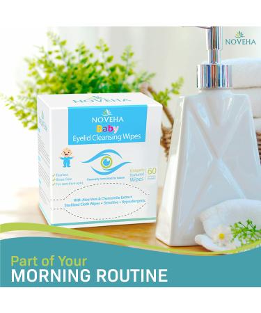 Noveha Baby Eyelid & Lash Wipes - Pack of 60 | Hypoallergenic, Safe & Natural | Dermatologist & Pediatrician Recommended - Buy Online on GoSupps.com