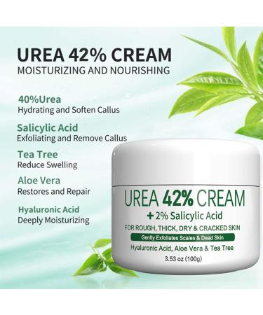 42% Urea Foot Cream - Plus Extra 2% Foot Cream for Cracked Heels and Dry Skin - Deep Moisturizing Aloe Vera Tea Tree Ingredient Treatment Maximum Strength for Callused Rough Skin - Buy Online on GoSupps.com