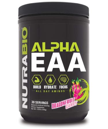 NutraBio Alpha EAA - All-Day Aminos - Recovery, Energy, Focus, and Hydration Supplement - Full Spectrum EAA BCAA Matrix, Electrolytes, Nootropics, Coconut Water - 30 Servings - Dragon Fruit