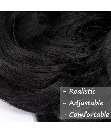 Jet Black Updo Hairpiece Scrunchie 25g - Wavy Curly Messy Bun Chignon Ponytail Extensions - Buy Online on GoSupps.com