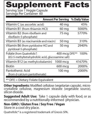 Doctor's Best Fully Active B Complex with Quatrefolic | 60 Veggie Caps - Boost Energy & Support Health - Buy Online on GoSupps.com