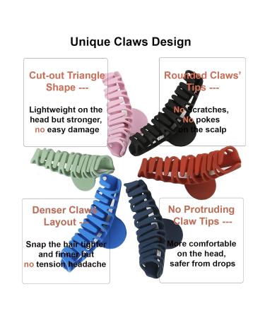 REJOL Large Hair Claw Clips 5.1 Inch - Pack of 6 Matte Colors for Women - Stronghold Lightweight Big Jaw Clip for Thin Thick Hair - Buy Online on GoSupps.com