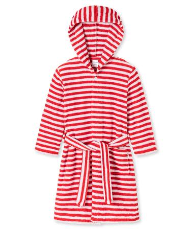 Schiesser Girls Bathrobe 116 Red White Striped