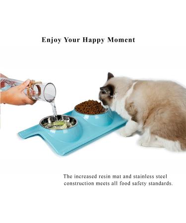 UPSKY Double Dog Cat Bowls - Premium Stainless Steel No-Spill Resin Feeder for Cats & Small Dogs (Sky Blue) - Buy Online on GoSupps.com
