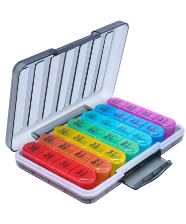 Windtrace Pill Organizer 4 Times a Day Pill Box 7 Day Weekly Pill Case Daily for Travel Moisture-Proof Design to Hold Vitamins Supplements and Medication