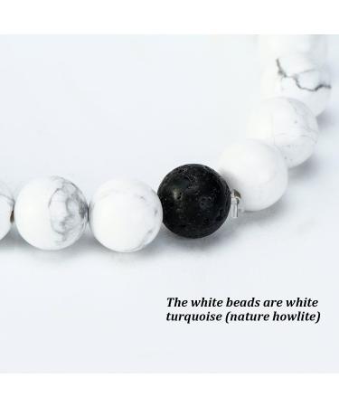 5 Pieces Howlite Lava Rock Stone Bracelets - Essential Oil Diffuser Yoga Beads with Drawstring Bag - Natural Chakra Accessories for Couples - Buy Online on GoSupps.com