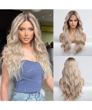 HAIRCUBE Platinum Blonde Lace Front Wigs Long Curly Wigs for Women Natural Glueless Heat Resistant Synthetic Wig