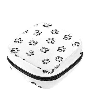 Menstruation pad bag with zipper women's napkin bag tampons collection bags for women and girls (Pet Paws Footprint) Color 2