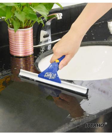 ITTAHO 12 Squeegee & 11 Microfiber Scrubber Combo with Stainless Steel Pole - Extendable Window Cleaner for Car, Shower & Glass Doors - Swivel Style - Sky Blue - Buy Online on GoSupps.com