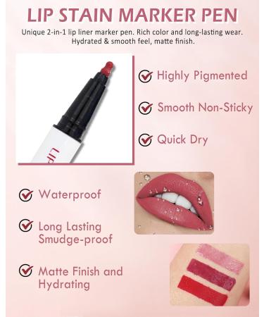 Matte Waterproof Lip Liner Stain Marker Pen - Long Lasting Smudge-Proof Liquid Lipstick & Tint - Gift for Women - 03# Mocha - Buy Online on GoSupps.com
