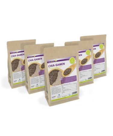 Vita2You Chia Seeds - Salvia Hispanica - 5 x 1kg zip bag - Pack of 5 (5000g)