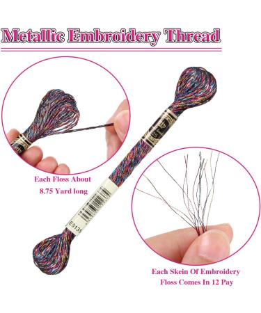 24-Piece Metallic Embroidery Thread Set for DIY Crafts - Glitter Cross Stitch Skeins for Friendship Bracelets & Embroidery Projects - Buy Online on GoSupps.com