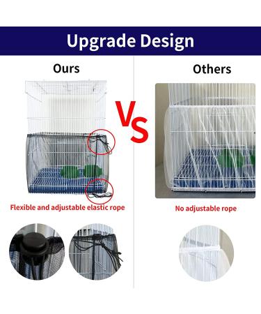 BKDMZZMY Bird Cage Seed Catcher 2 Pack - Large Bird Cage Covers with Adjustable Drawstring - Parrot Cage Skirt with Soft, Airy Nylon Mesh - White and Black - Buy Online on GoSupps.com
