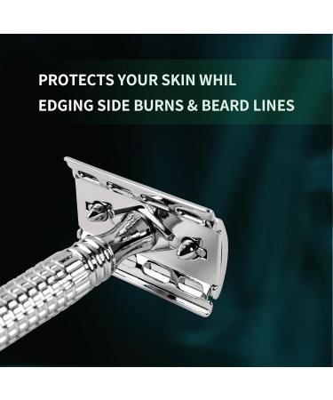 Safety Razor for Men & Women - Reusable Metal Razor with 10 Platinum Blades | Sustainable Shaving Tool in Metallic Silver - Buy Online on GoSupps.com