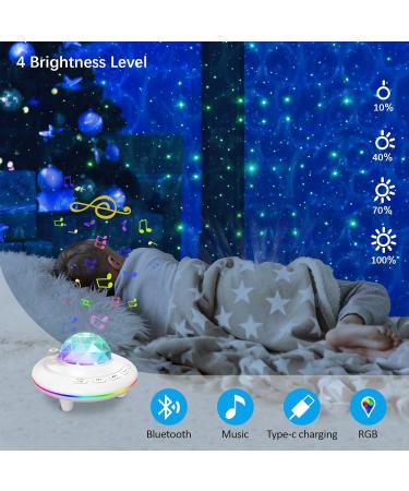 Star Projector Galaxy Light LED Night Lamp with Remote, 360 Rotating, Music Speaker, Timer - White - Buy Online on GoSupps.com