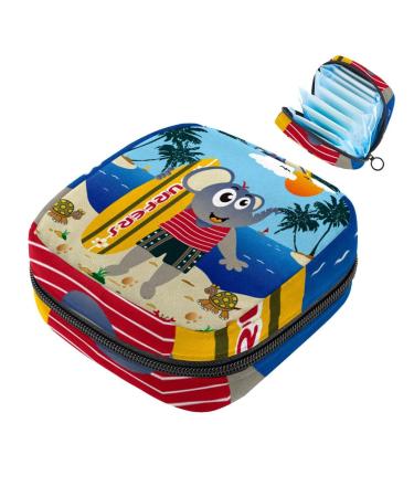 Portable women's binding-up bags menstrual cup bags feminine menstrual insert bag for teenage girls tampons for the first period summer elephant beach multicolored 09