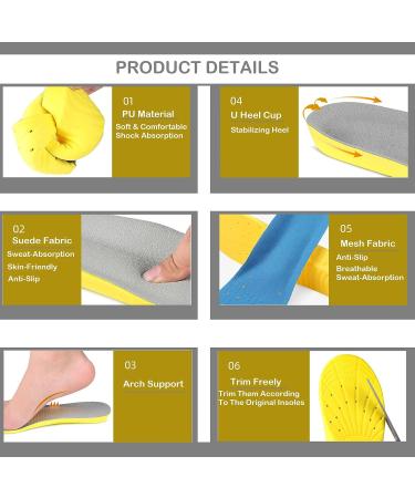 Plantar Fasciitis Orthotic Shoe Insoles - Cushioned Arch Support and Heel Cushioning (L Women 8-13 / Men 7-12) - Buy Online on GoSupps.com