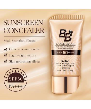 Golden Snail BB Cream Tinted day cream with 50+ light protection factor moisture face cream waterproof moisturizing concealer foundation longlasting natural coverage - Buy Online on GoSupps.com