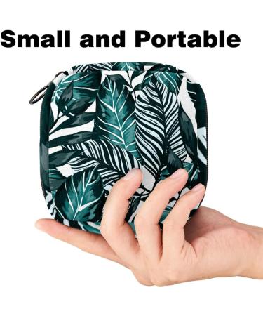 Javenproeqt Portable Women's Binding Bags | Menstrual Cup Pocket & Female Pads for Teens - Tropical Leaves Design - Buy Online on GoSupps.com