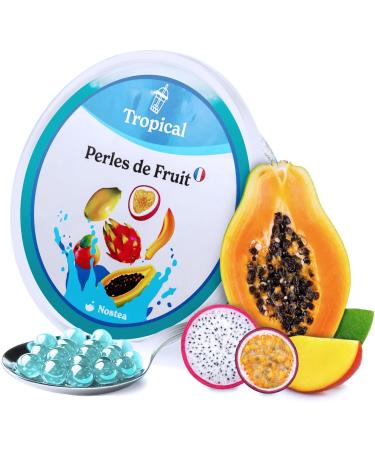 Nostea - Set of 3 Pots Tropical Bubble Tea Beads Peach Strawberry - Popping Boba Gluten Free - Fruit Juice Beads for Tea Drinks - Made in France - 3x 450g - Buy Online on GoSupps.com