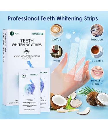 Coconut Teeth Whitening Strips 14PC - Sensitive Non-Toxic Formula | Safe for Enamel - Professional Hydrogen Peroxide Whitener for Coffee, Wine, Tobacco Stains - Buy Online on GoSupps.com