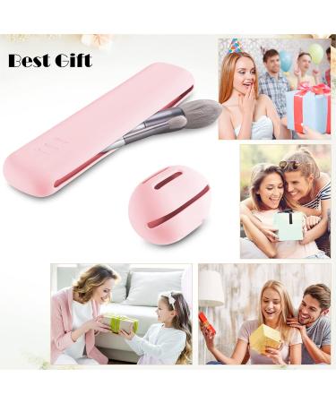 Qetlavee 2-Stk Portable Cosmetic Bag Set | Makeup Brush Holder & Sponge Storage | Travel Makeup Organizer in Pink - Buy Online on GoSupps.com