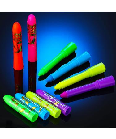 Glow in the Dark Face Paint Crayons - 24 Pcs UV Body Paint Sticks for Halloween and Mardi Gras Parties - Buy Online on GoSupps.com