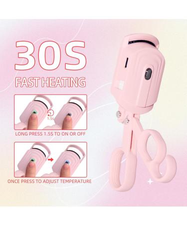 Heated Eyelash Curler - JINCUIY Quick Rechargeable Eyelash Curler with 3 Temperature Levels & Anti-Scalding Design - Long-Lasting Curl (Pink-FS01 - Buy Online on GoSupps.com