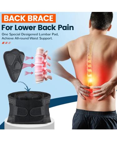 JOLAYSO Back Brace For Lower Back Pain With 4 Stays-Lumbar Support For Heavy Lifting Men Women-Breathable Waist Support Relief Sciatica Herniated Disc Large - Buy Online on GoSupps.com