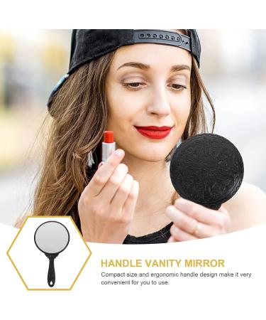 Minkissy Vintage Hand Mirror - Handheld Makeup & Hairdresser Mirror with Handle in Black Round Design for Travel, Home & Salon Vanity - Buy Online on GoSupps.com