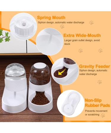 Lemtrflo Automatic Pet Feeder and Water Dispenser Set - Gravity Feeder and Waterer for Small to Medium Pets - 2L Capacity - White - Buy Online on GoSupps.com