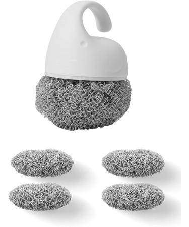 Plastic Sponge Scrubber Cleaning Balls Cutlery Scrubber Metal Scrubbing Pad Balls for Pots and Pans Cleaning Removes Rust Dirty Cookware Cleaner with Handle (Sassafras) - Buy Online on GoSupps.com