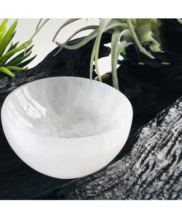 Selenite Crystal Charging Bowl - White Cleansing Altar Bowl for Meditation, Spiritual Recharging, and Crystal Decor - 6cm - Buy Online on GoSupps.com