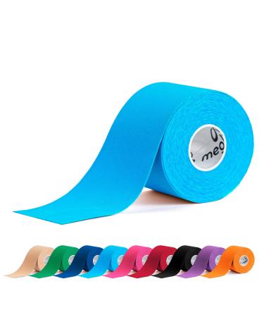 Meglio Kinesiology Tape - Uncut 5 Metre Roll - Therapeutic and Hypoallergenic - For Muscle Support & Sports Injury Recovery - Breathable & Waterproof - Knee Ankle & Wrist - Long Lasting Adhesive Blue