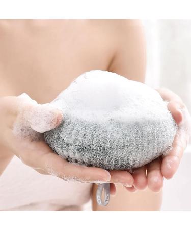 Exfoliating Bath Loofah Sponge with Suction Cup | Spa Pouf Shower Scrubber for Deep Cleaning | Body Dead Skin Remover | Rubbing Ball for Men and Women - Blue - Buy Online on GoSupps.com